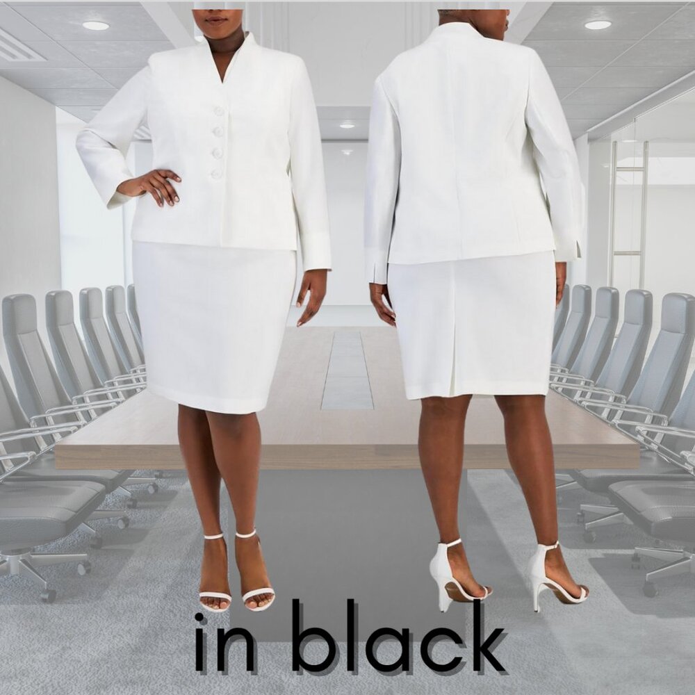 NWT - Four Button Collarless Jacket and Slim Skirt Suit Set - #50041991